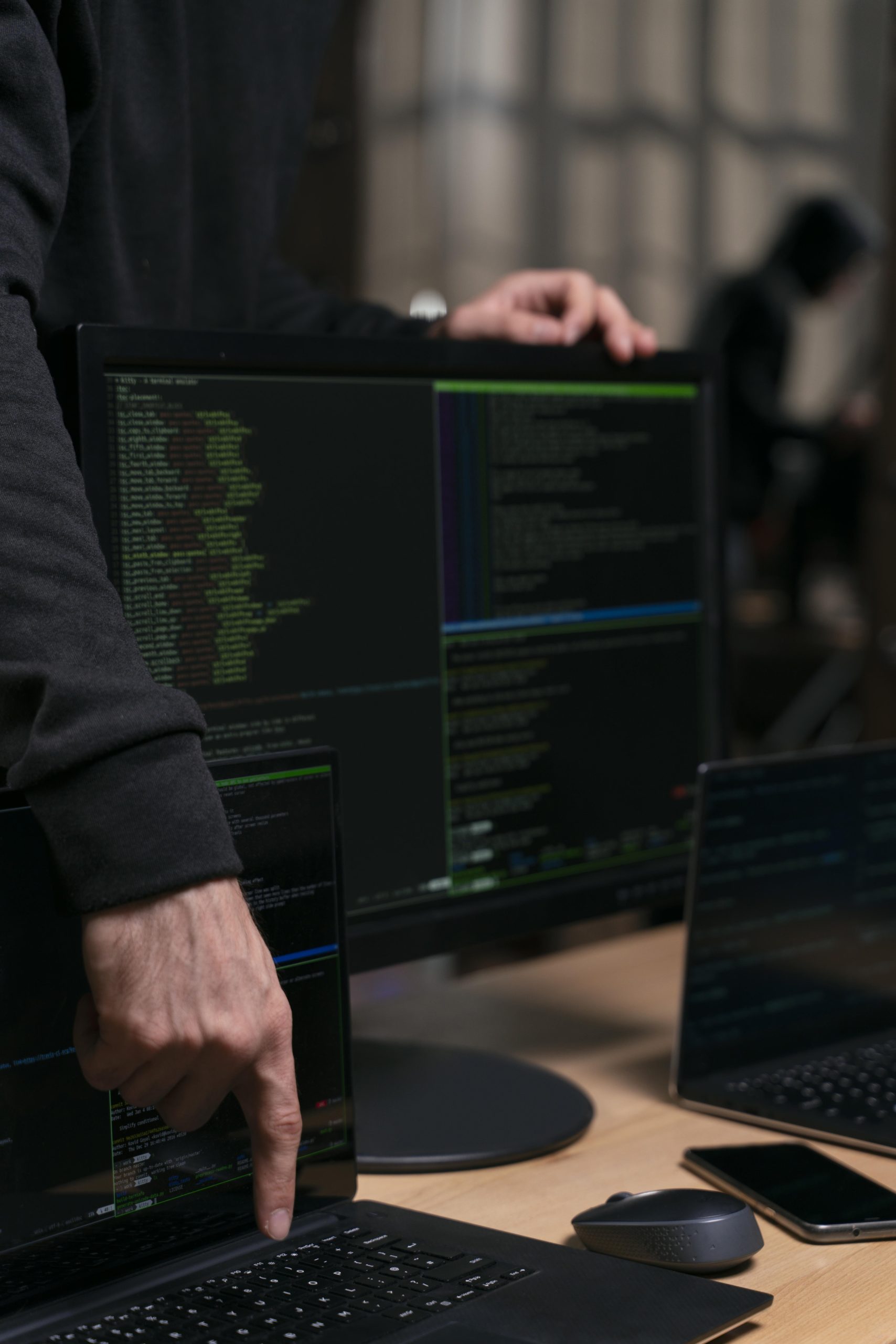 Cyber security concept with computer close-up