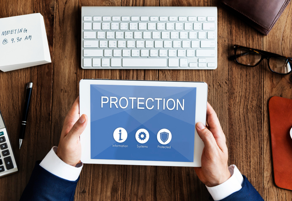 Threat Protection — tablet displaying a real-time protection dashboard