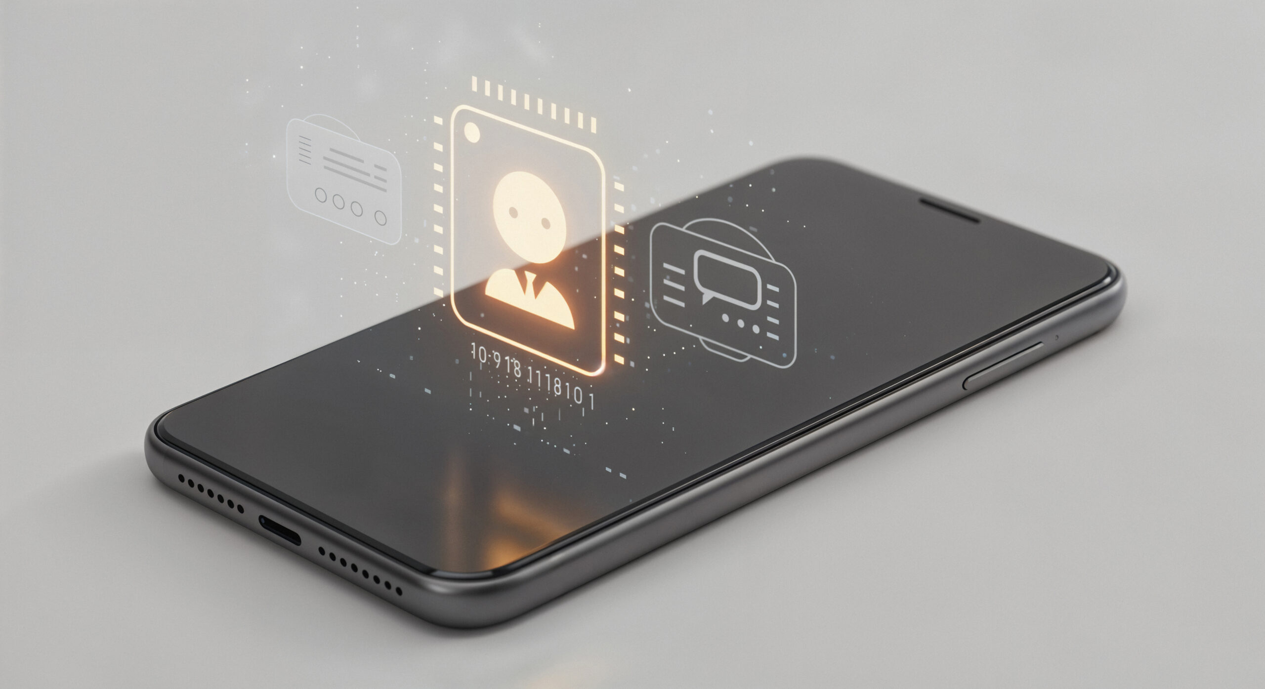 Smartphone showing a chatbot conversation interface